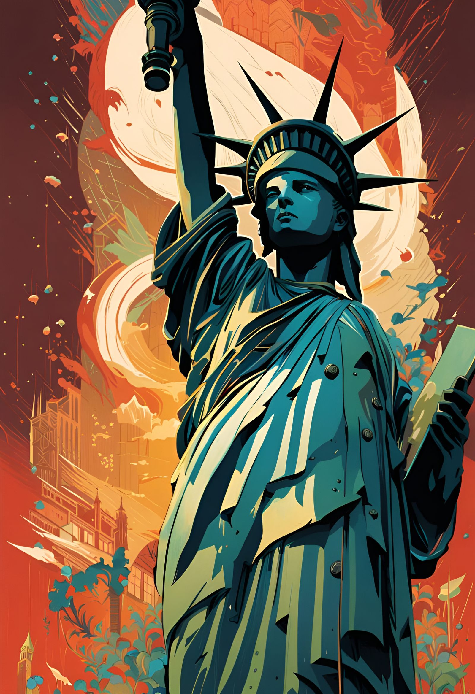 Liberty Spirit in Composite Digital Art Style