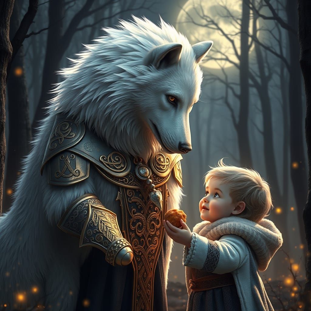 Regal Wolf Guardian in Celtic Armor