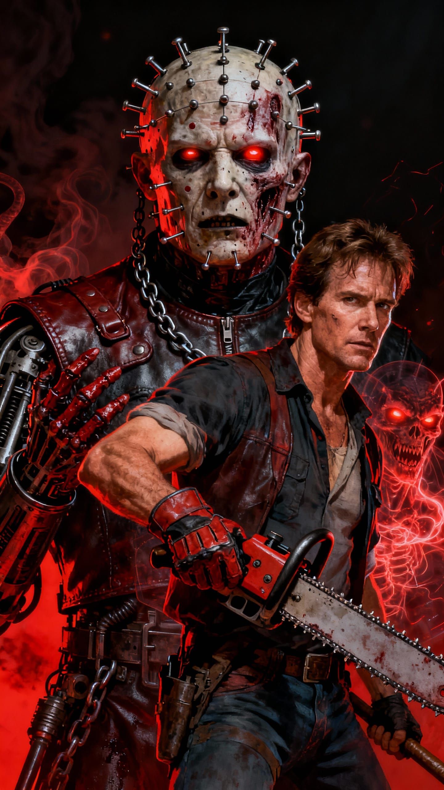 Hellraiser vs. Evil Dead Characters in Hyper-Realistic Style