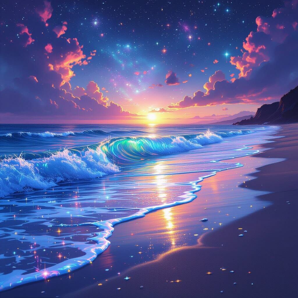 Bioluminescent Waves on a Distant Cosmos Shore