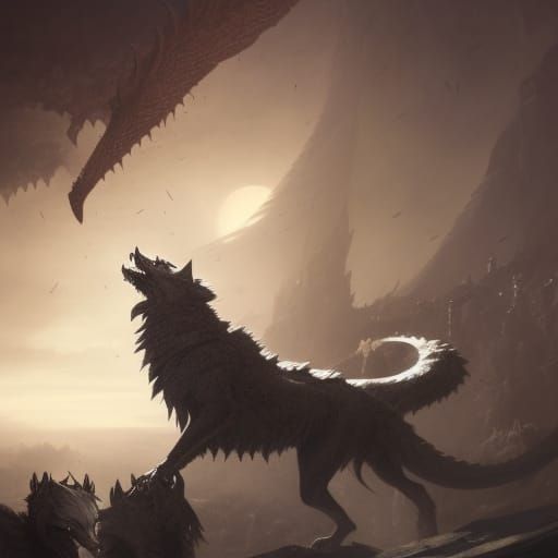 White Wolf Seeks Knowledge in Dark Fantasy Art
