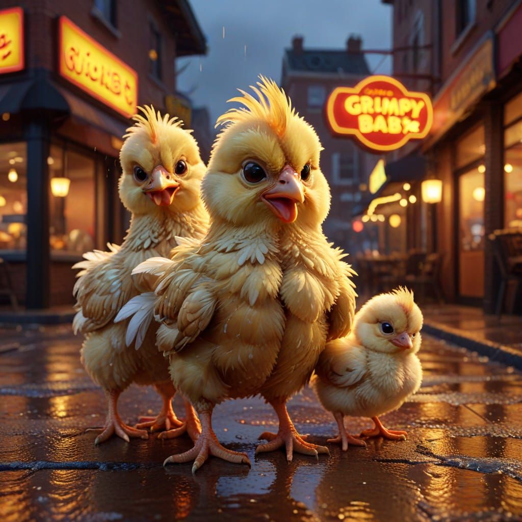 Grumpy Chicken Faces Fried Chicken Restaurant