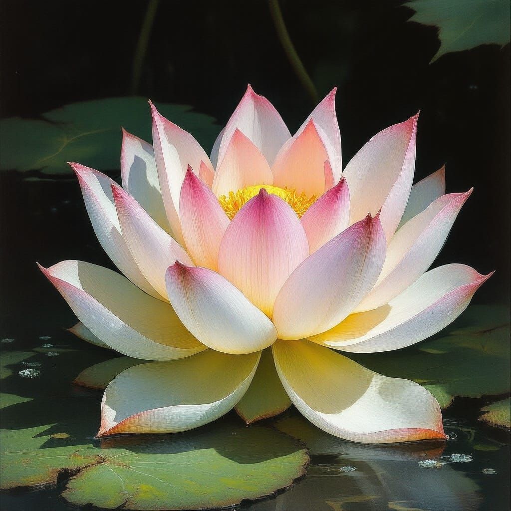 Sensual Lotus Blooms in Whimsical Fantasy Scene