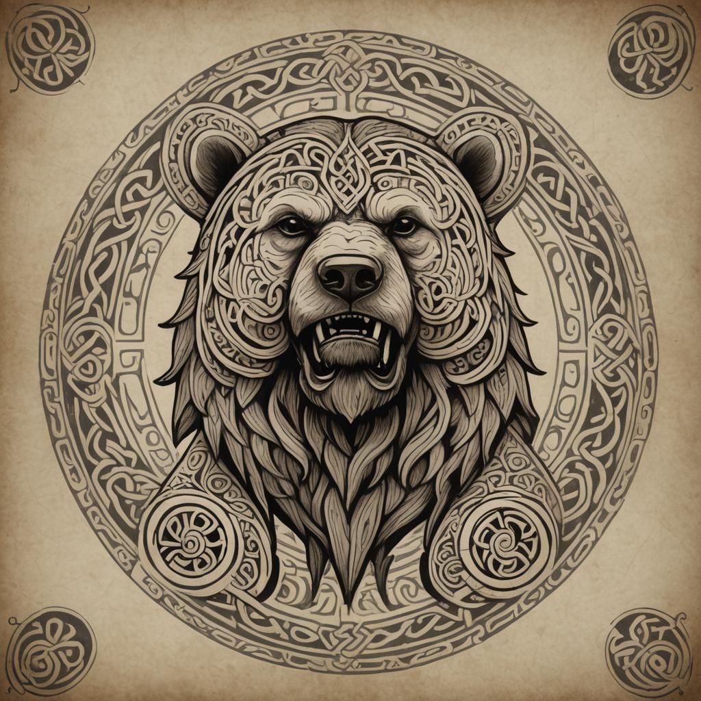 Norse Bear in Celtic Knot Style