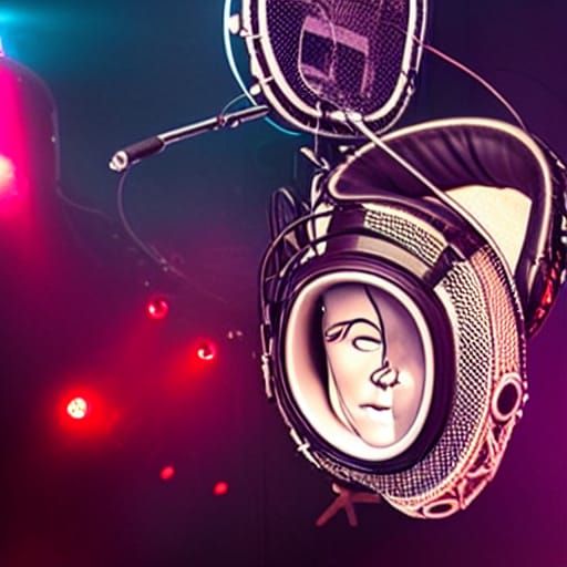 Abstract Face Merged with Music