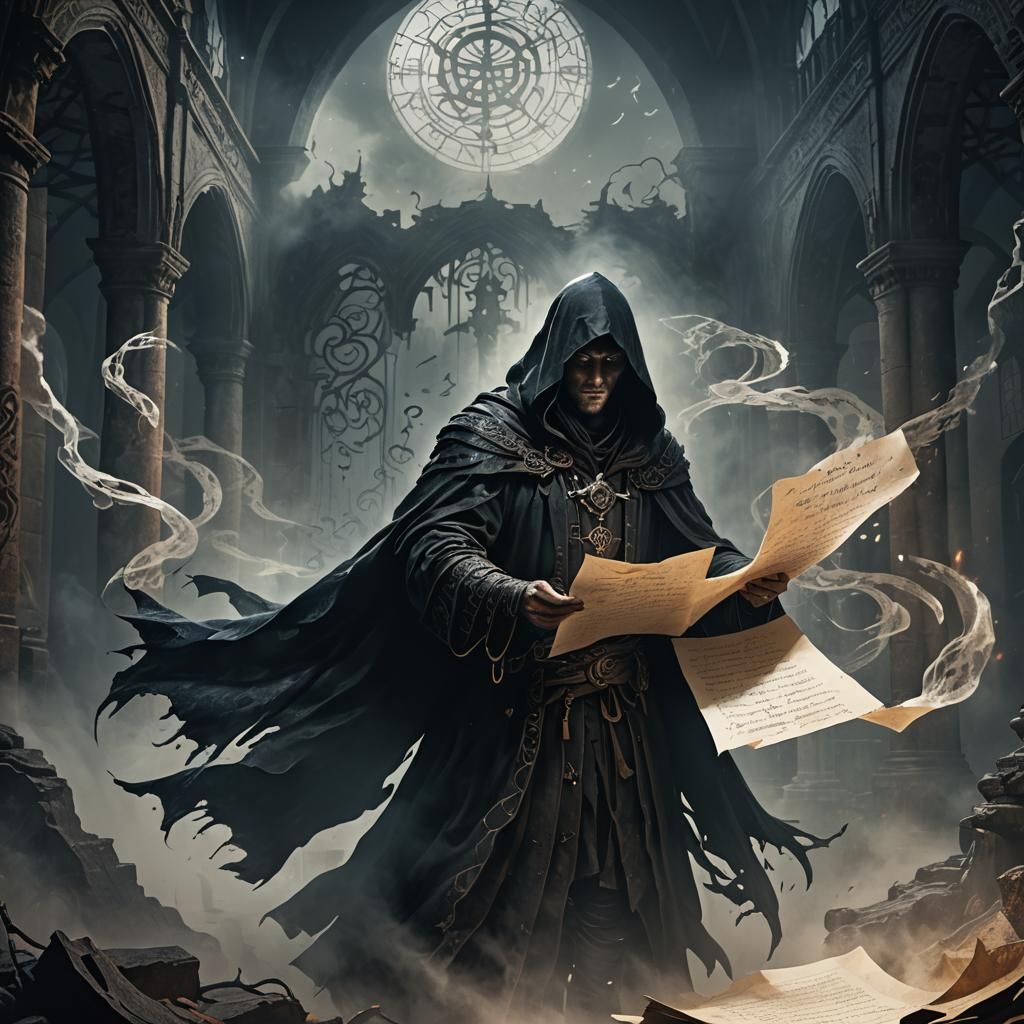 Figure in Shadowy, Twisted Architecture