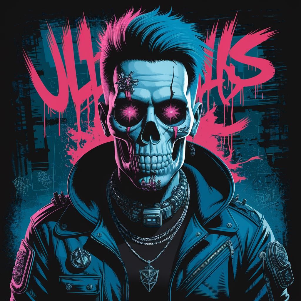 Ghastly Ultramarine Graffiti in Cyberpunk Style