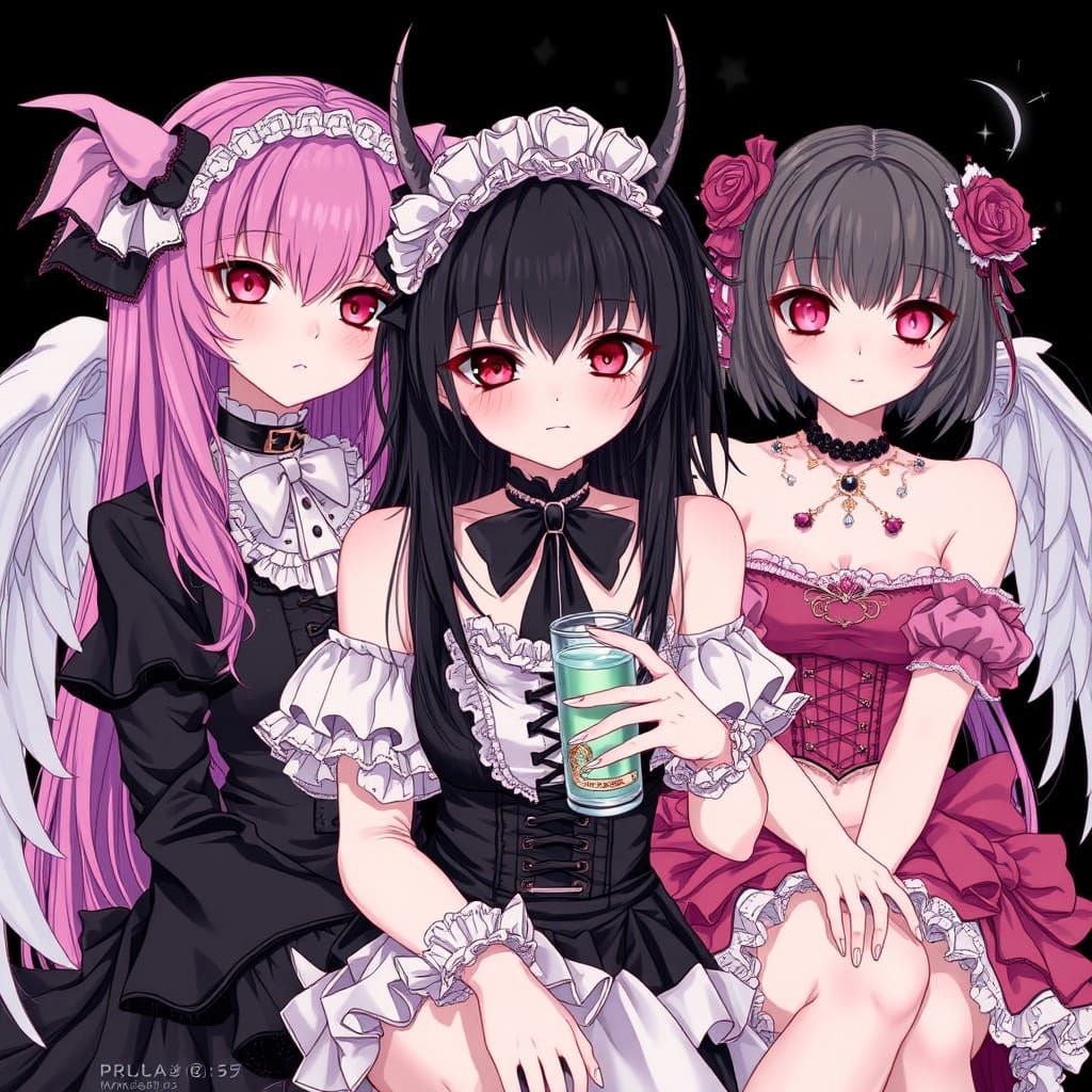 Gothic Anime Fusion in Cyberpunk Style