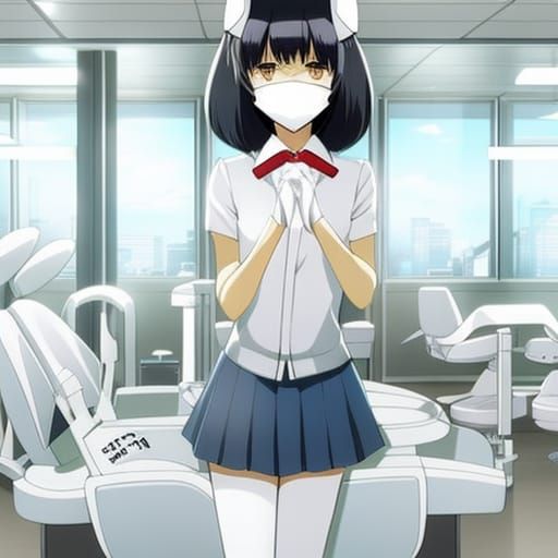 Female Dentist in Anime Style in Dental Office