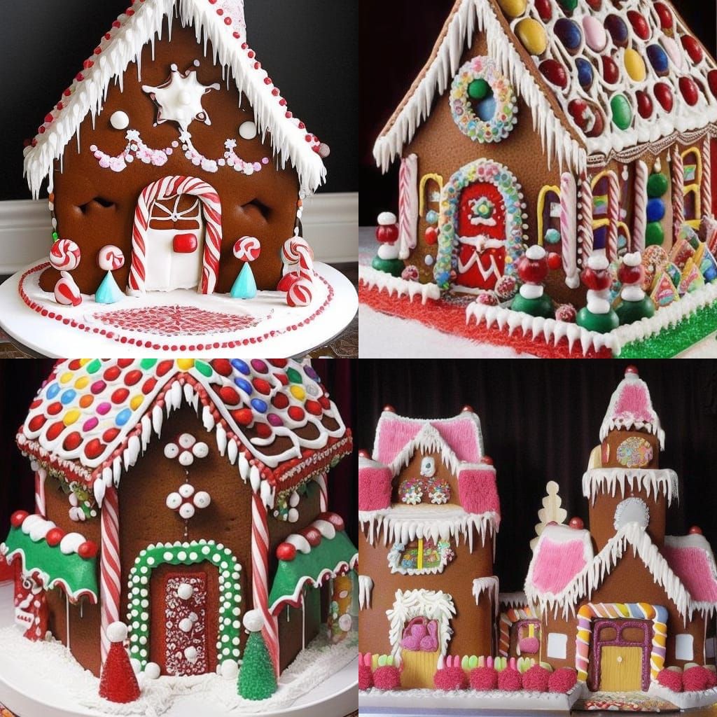 Elaborate Gingerbread Village in Psychedelic Art Style
