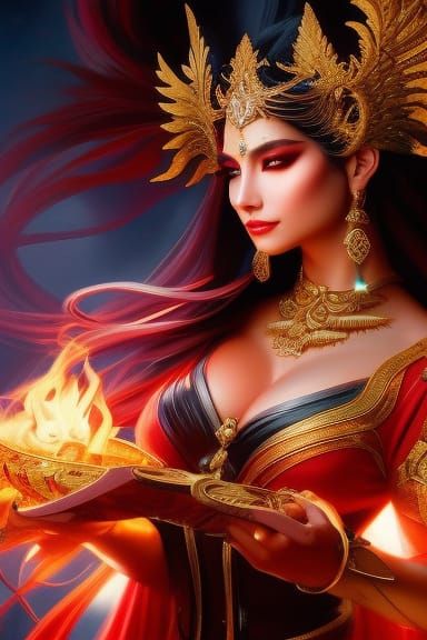 Epic Fire Goddess Dancing in Ruby Temple