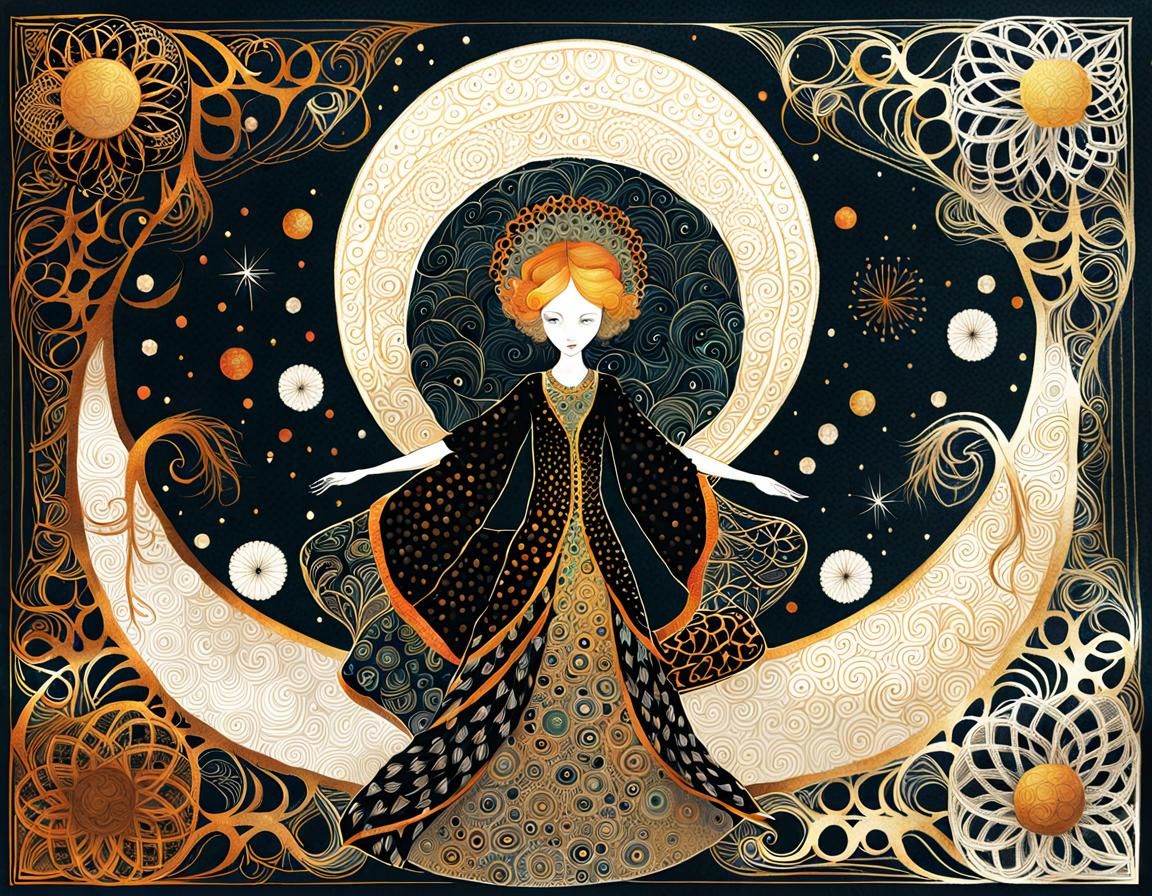 Intricate Zentangle Art with Gilded Details