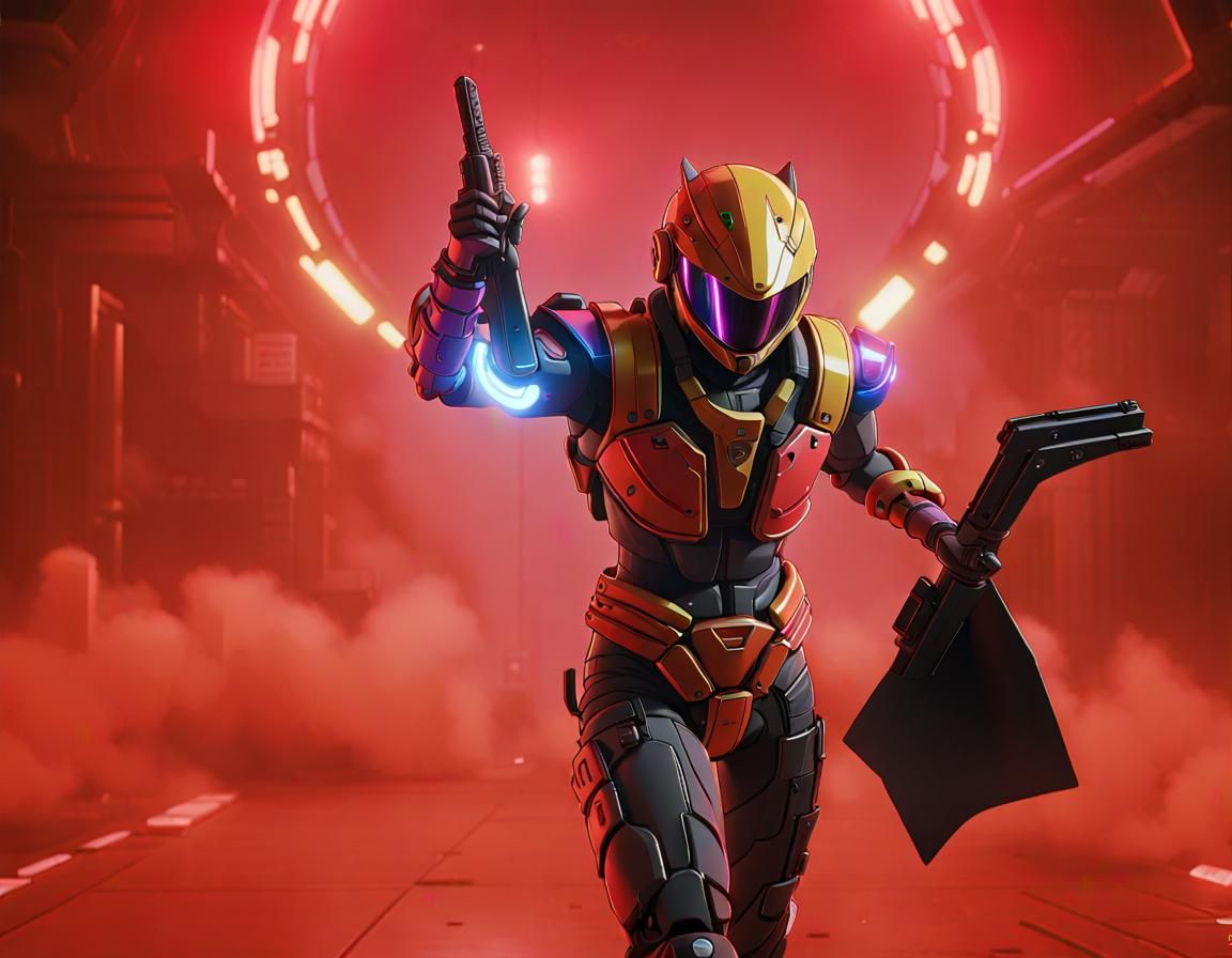 Turboranger Cyberpunk Pencil Sketch in Anime Style