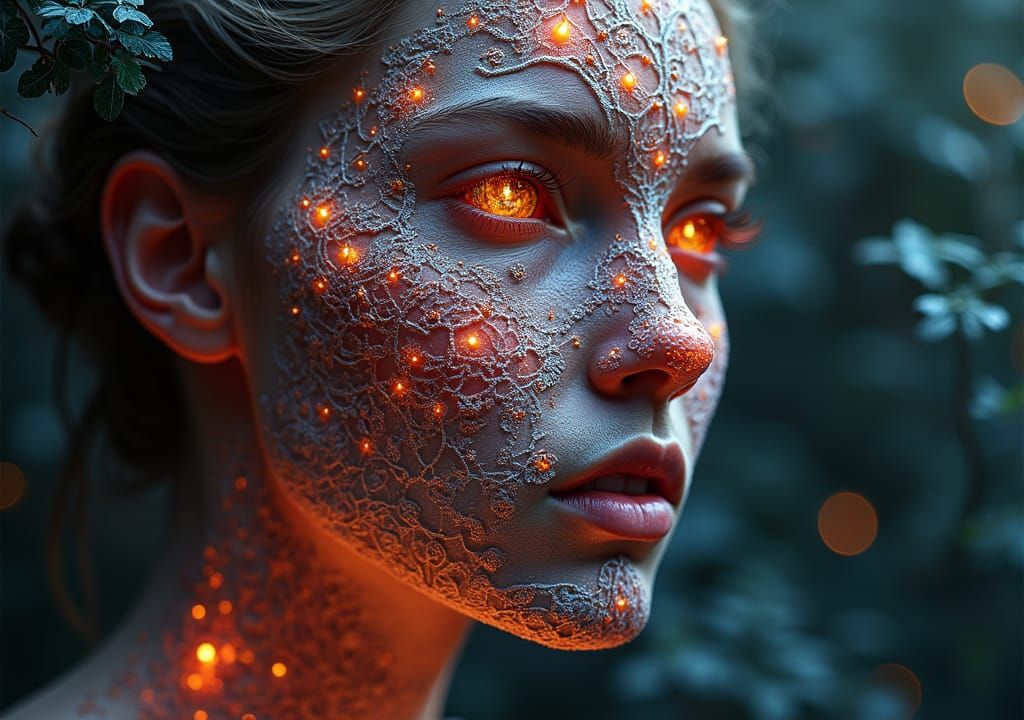 Intricate Lace Portrait with 3D Effects