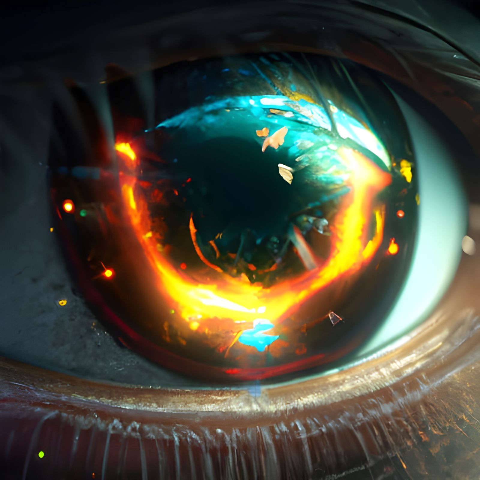 Eye Reflecting the Cosmos: Detailed Digital Art
