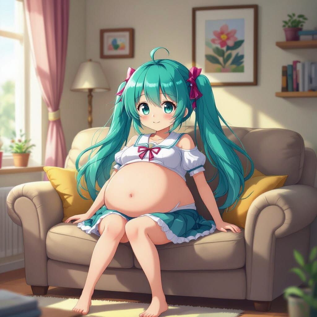 Anime Girl's Belly Expands Beyond Limits