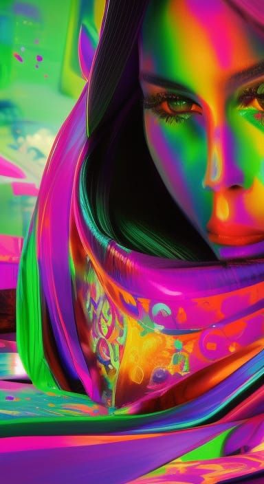 Neon Punk Portrait in Gothic Romantic Style