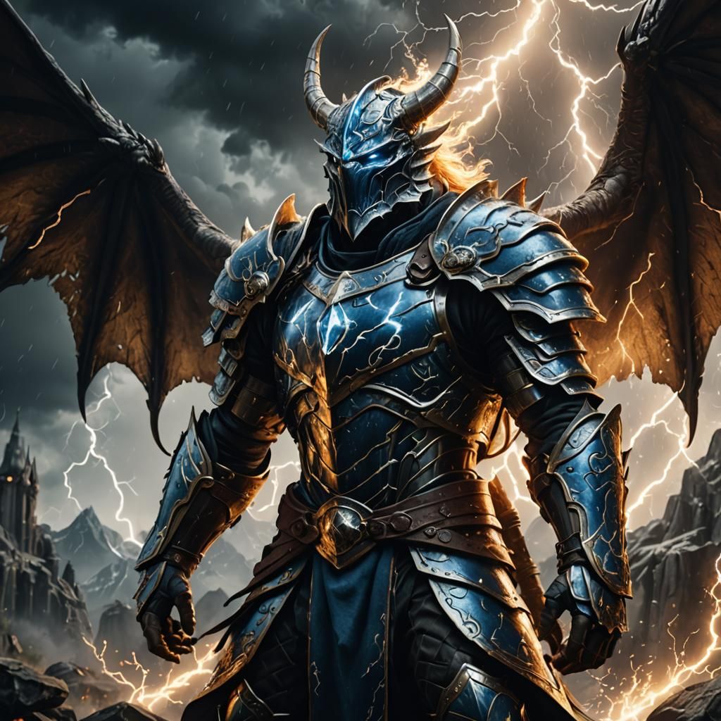 Platinum Dragonborn Paladin Breathes Lightning