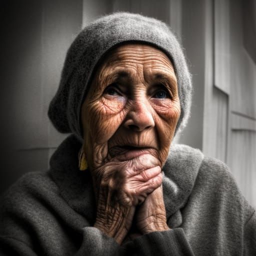 Homeless Woman: Neo-Expressionist Photojournalism Portrait