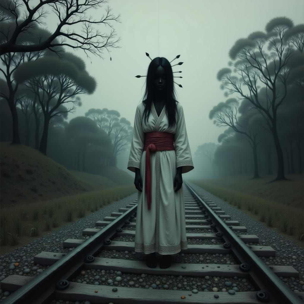 Teke Teke Spirit on Misty Railway Track