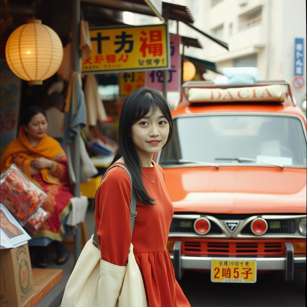 Japanese Girl in Street Market: 90s Lomo Film