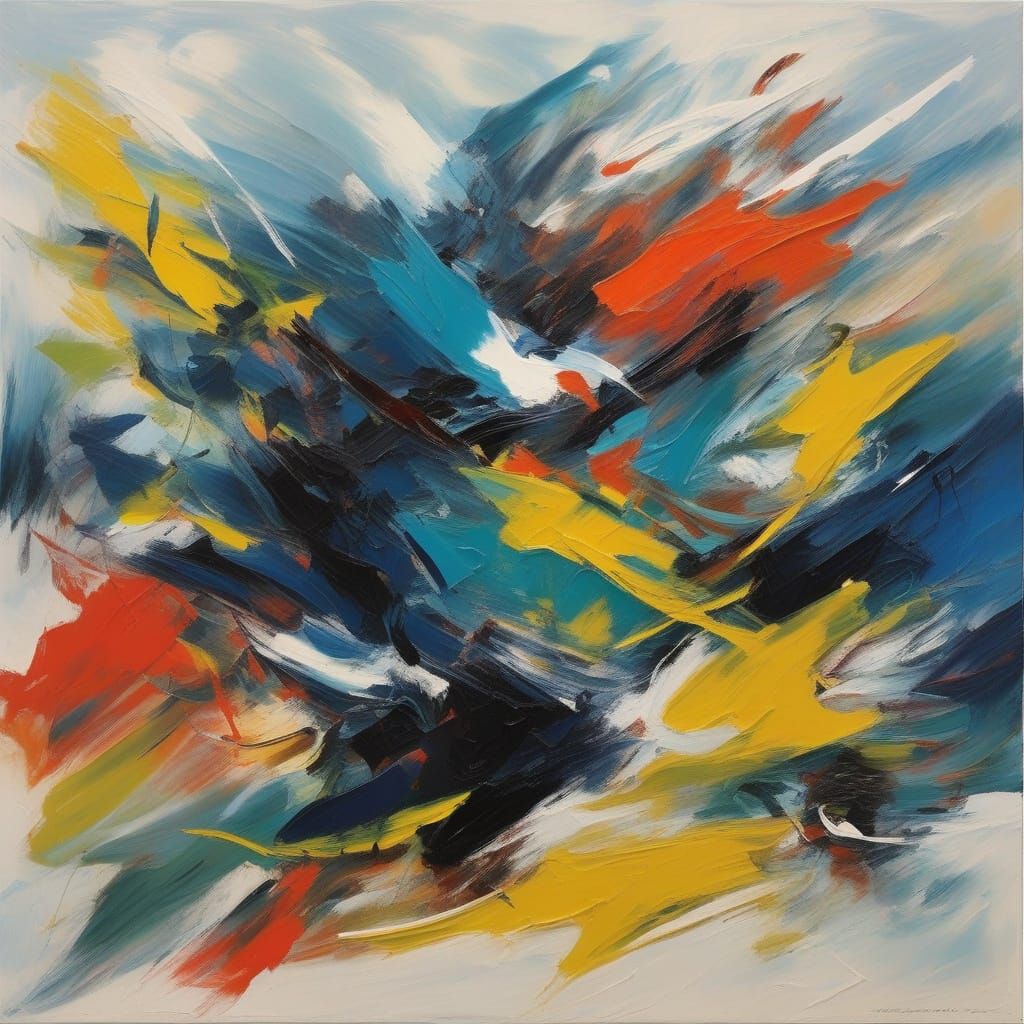 Stormy Seascape in Abstract Expressionist Style