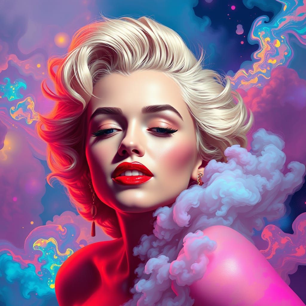 Surrealist Marilyn Monroe in Vibrant Dreamscape
