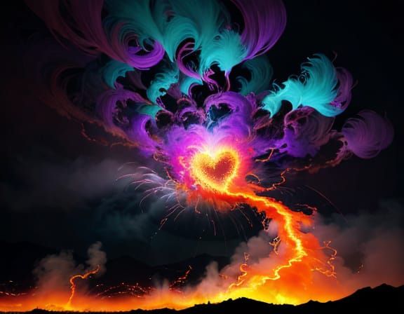 Surreal Exploding Heart in Abstract Expressionist Style