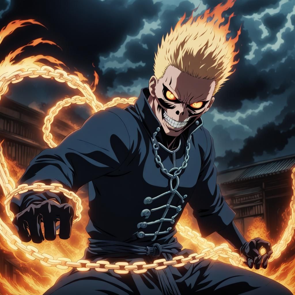 Ghost Rider in Jujutsu Kaisen Style