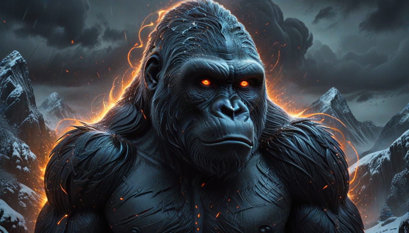 an ominous Gorilla face with glowing eyes