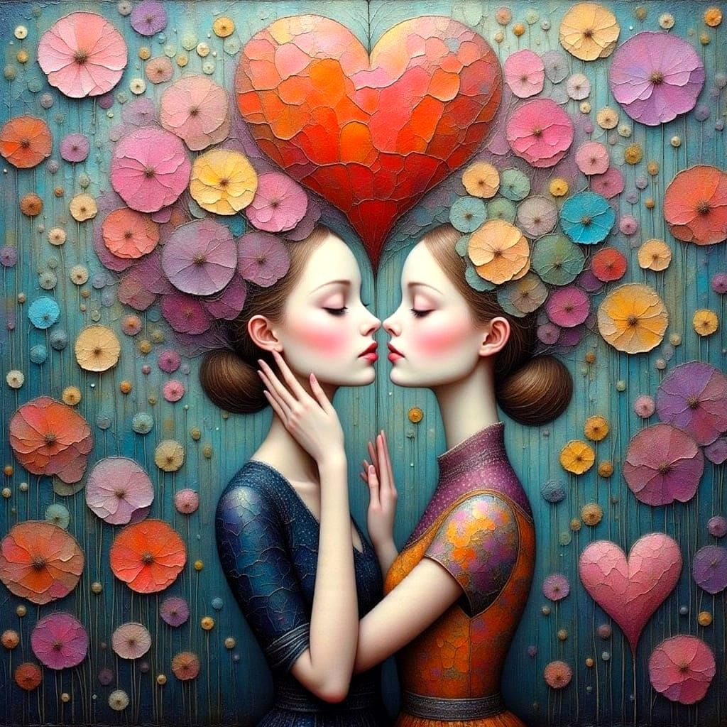 Floral Impasto Painting in Folk Art Style