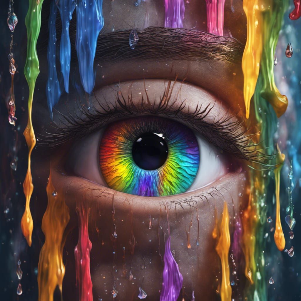 Eye Crying Rainbow Tears: Detailed Matte Painting