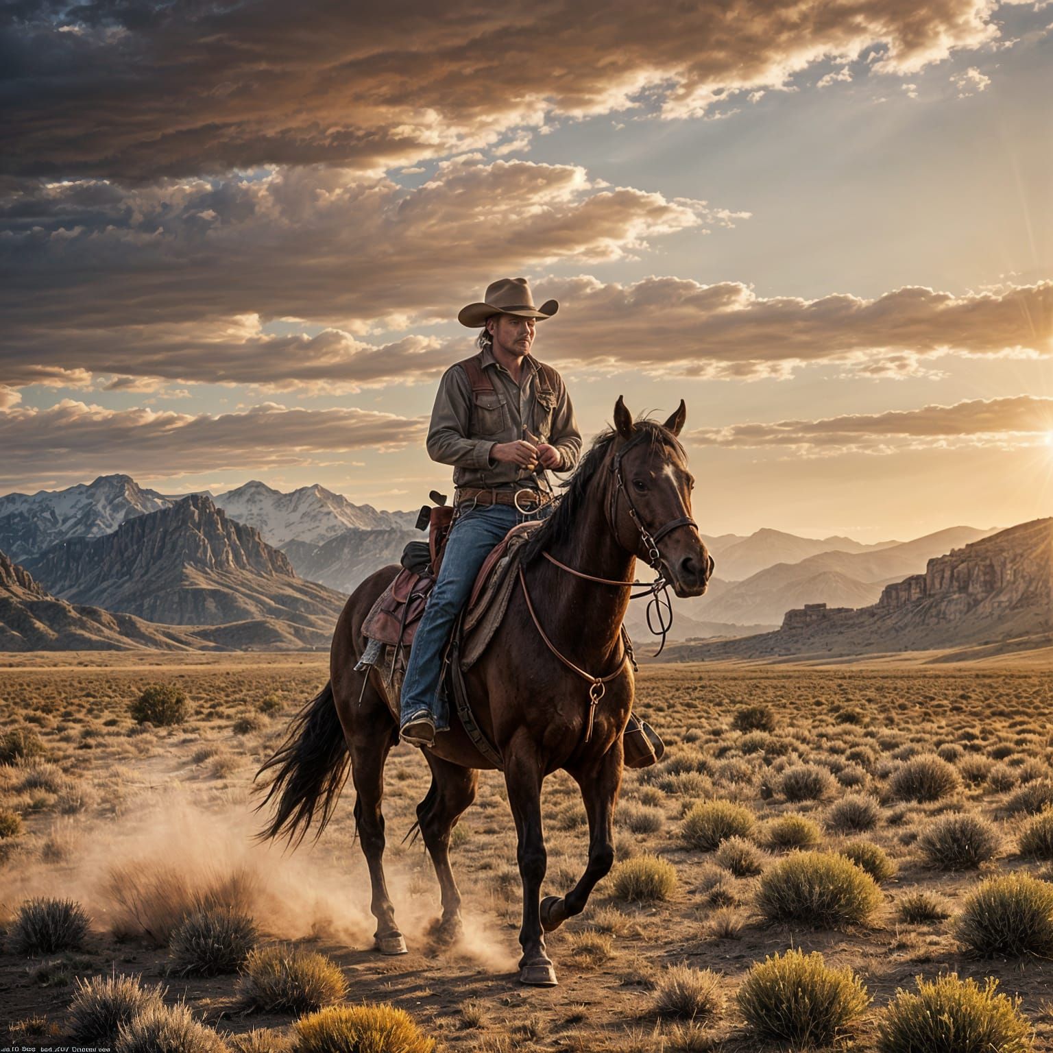 Wyoming Landscape in Oil Painting Style