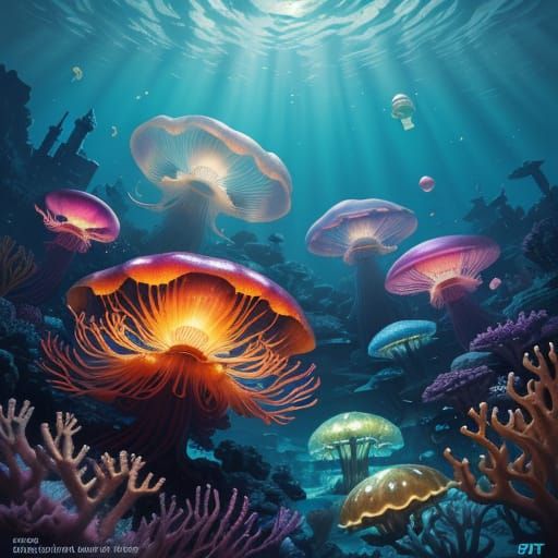 Underwater City: Fantasy Concept Art in Oil Painting Style