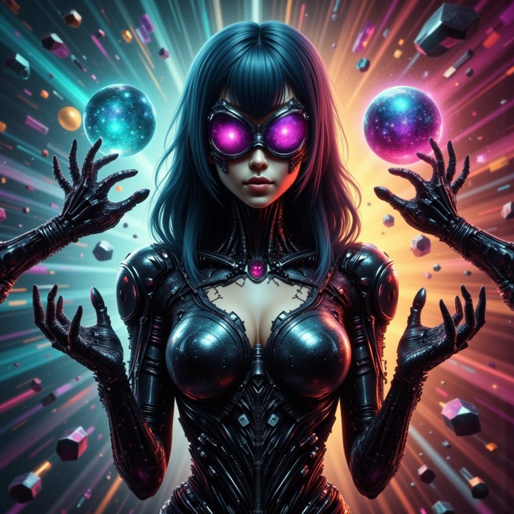 Cyberpunk Cyborg Spy with Magic Ball