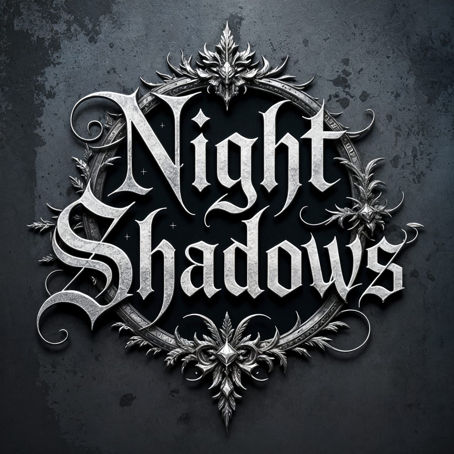 Night Shadows Heavy Metal Band Logo with Intertwined Calligr...