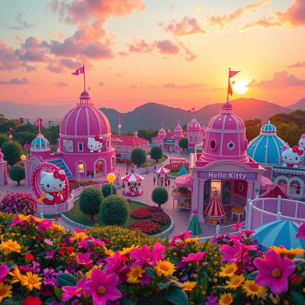 Hello Kitty Wonderland in Vibrant Sunset Colors