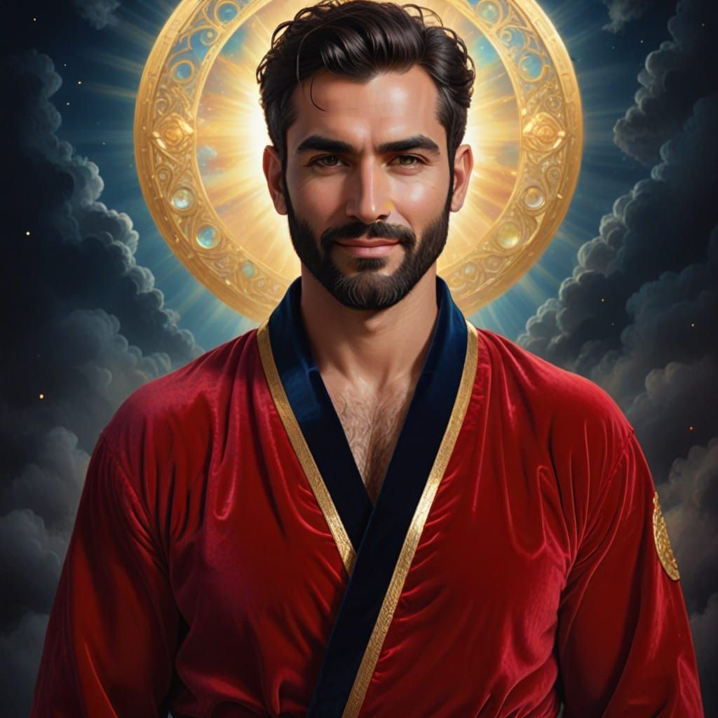 Golden Saint in Velvet Robe with Halo