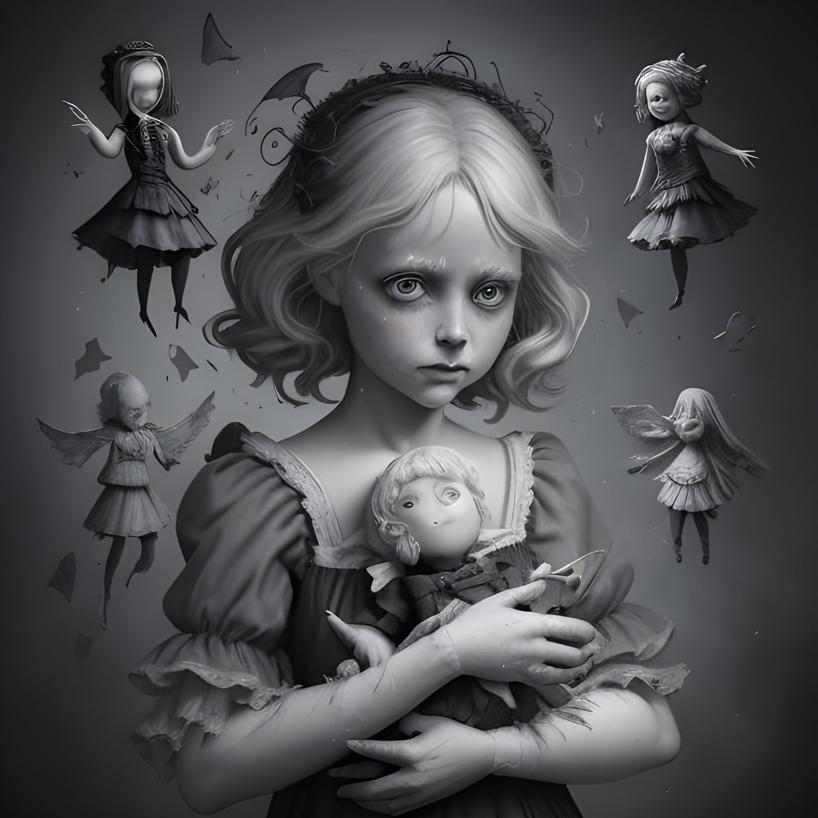 Creepy Haunted Doll in Comic Book Style