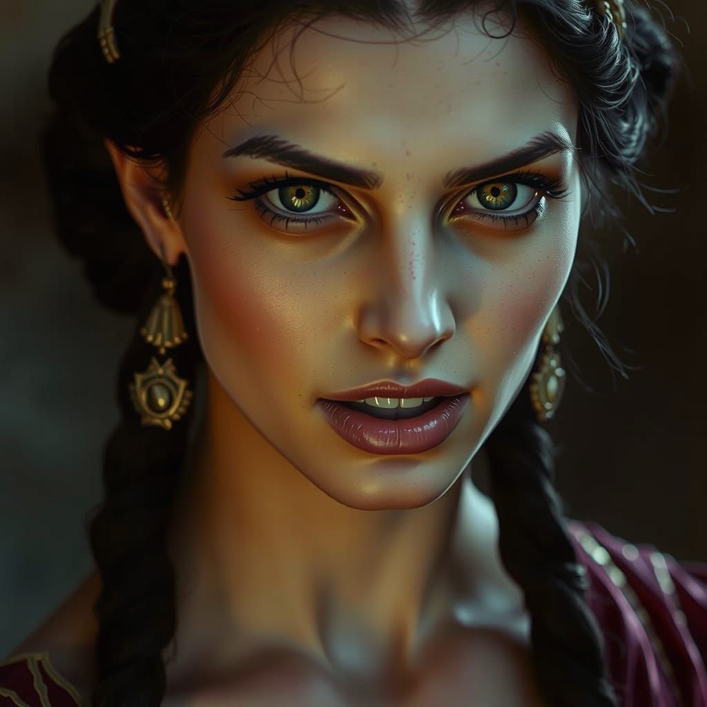 Regal Vampire Woman in Ancient Roman Splendor