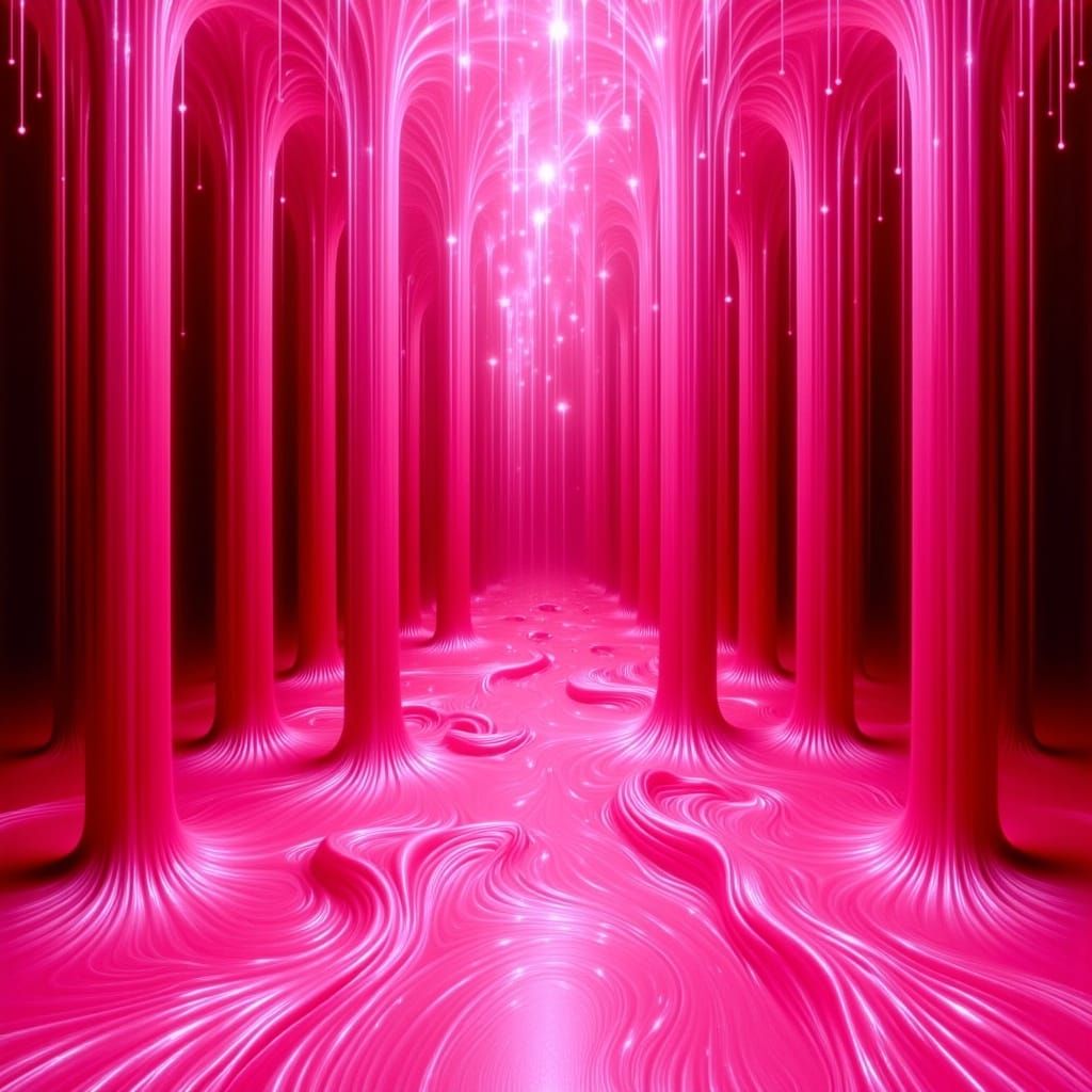 Surreal Molten Pink Abstract in Color Field Style