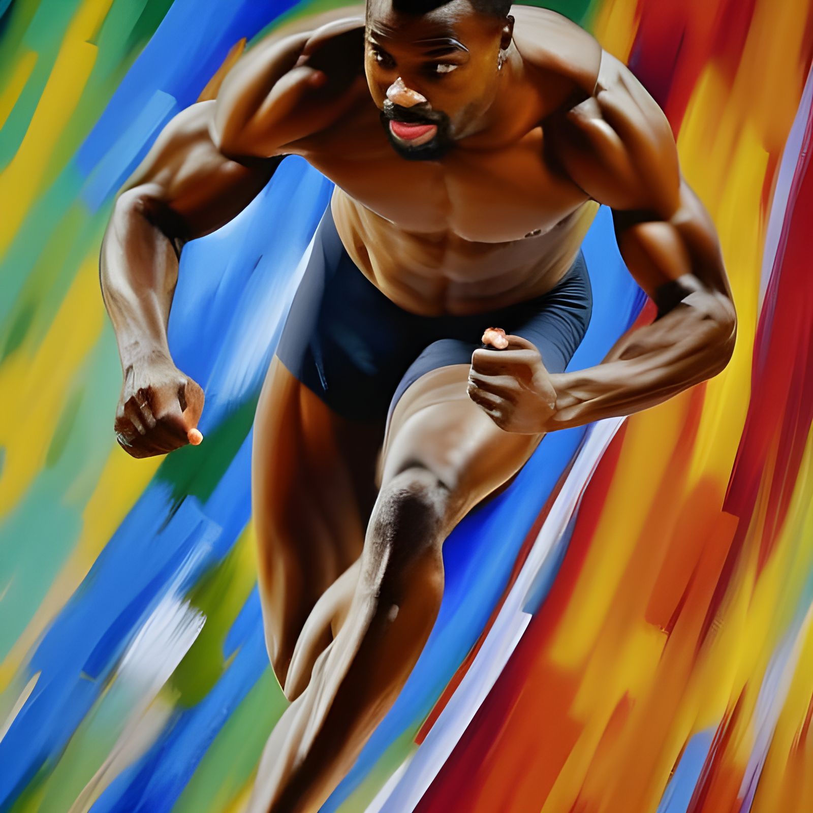 Energetic Oil Painting of Sprinter's Start