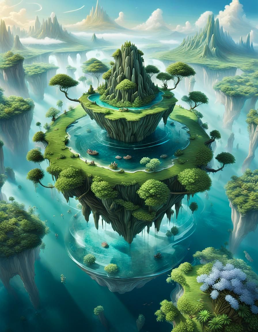 Majestic Floating Island: A Digital Painting of the Future