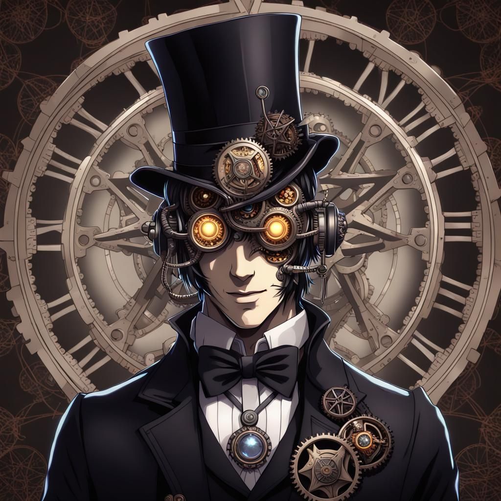 Steampunk Robot with Glowing Eyes Digital Art
