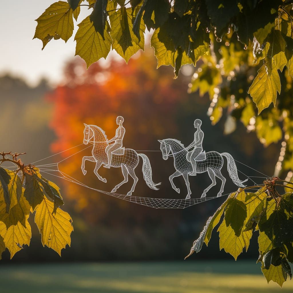 Ethereal Spiderweb Bridge Rider at Dawn