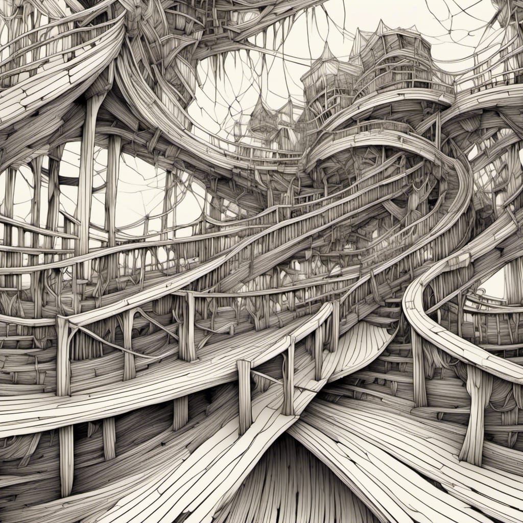 Boardwalk Water Park in Abstract Vector Fractal Style