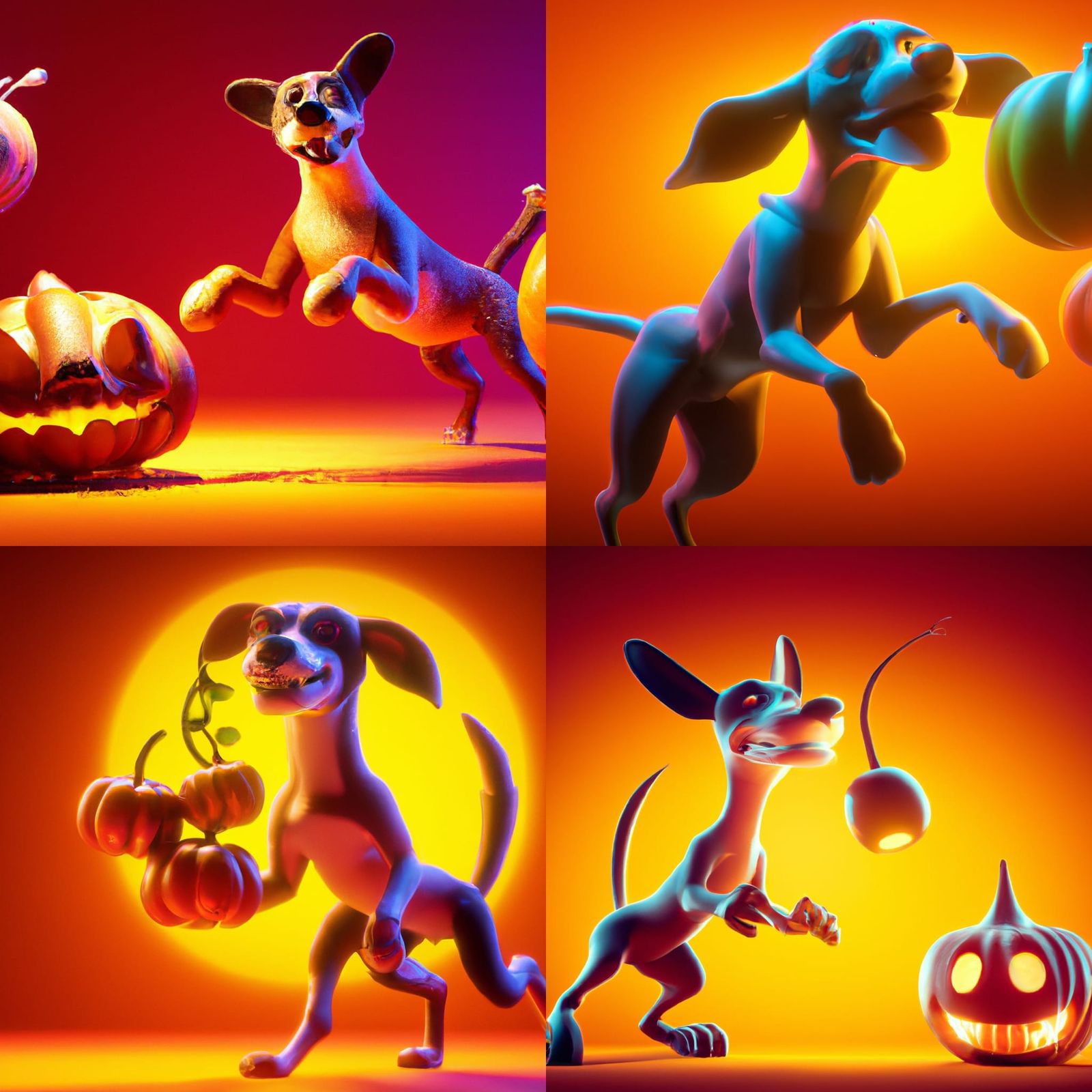 Dog Juggling Jack-o-Lanterns: 3D Digital Art
