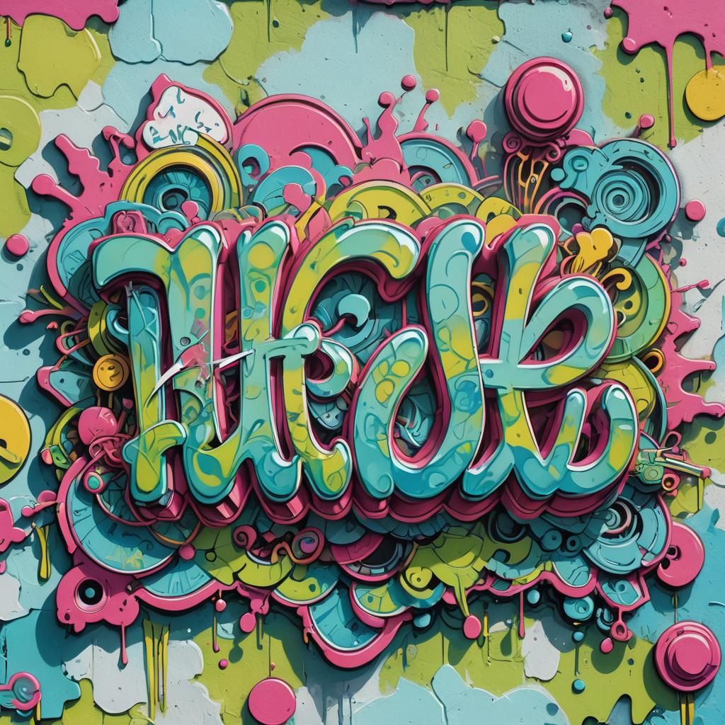 Colorful Graffiti Name Tag Street Art