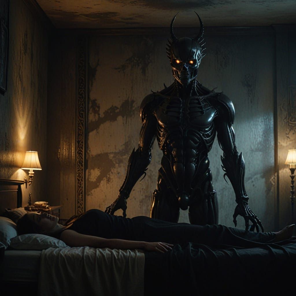 Dark Surrealism Shadow Creature Lurks in Corner