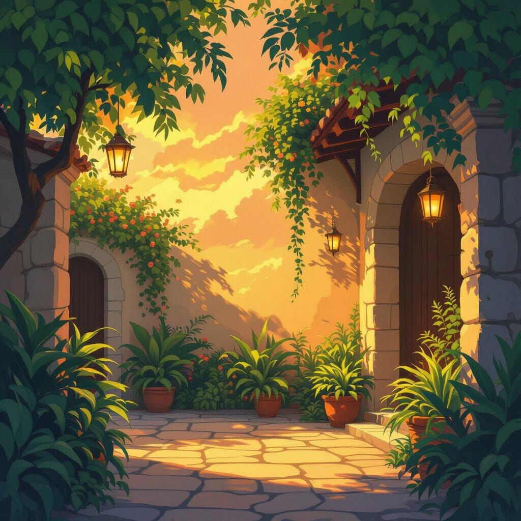 Golden Hour Anime-Inspired Digital Painting